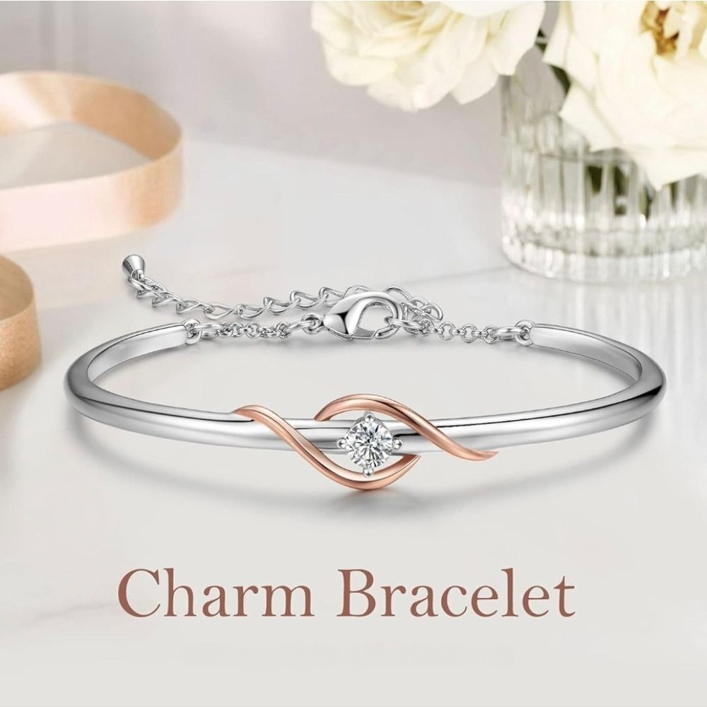 🩵⏭️NIB White Gold Plated 18K Cubic Zirconia Bangle Bracelet